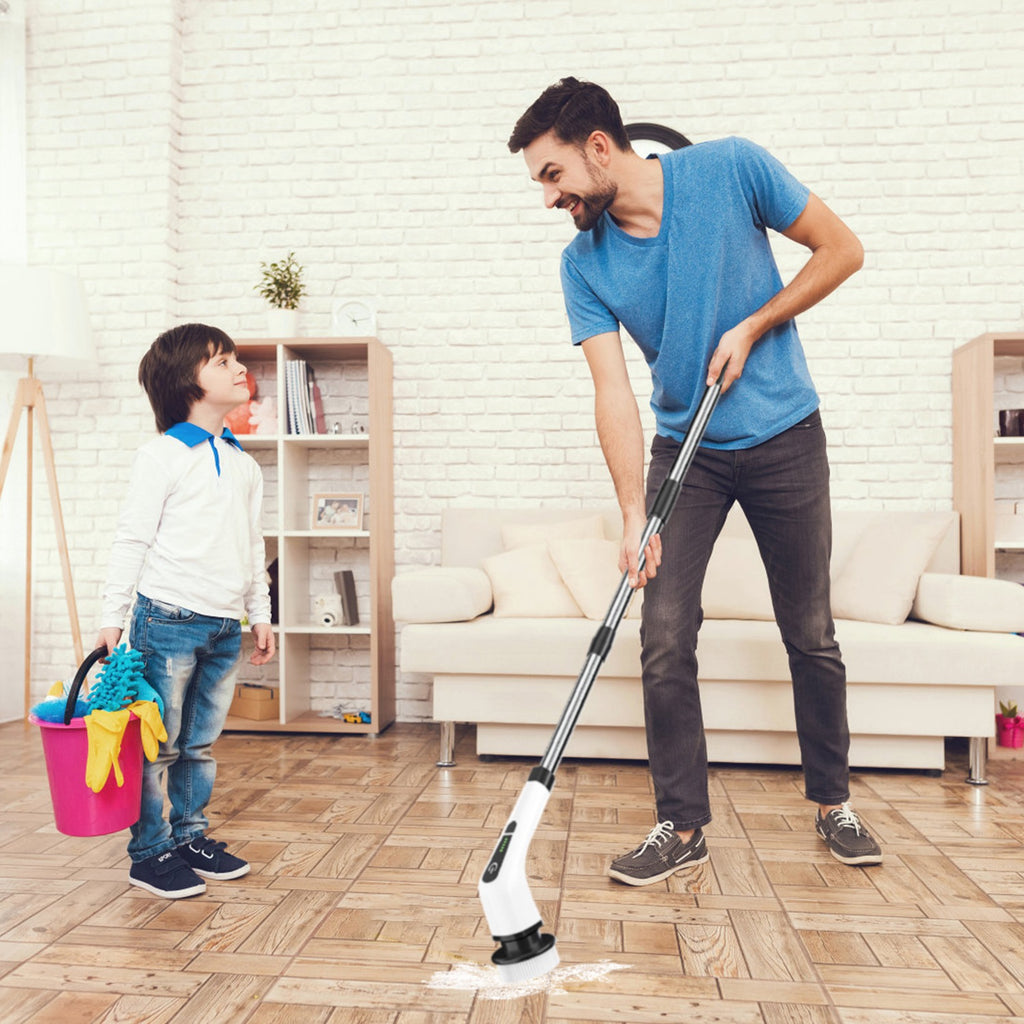 Power Spin Pro Electric Scrubber Cordless, Rechargeable Cleaning Brush with Extension Handle & 8 Heads